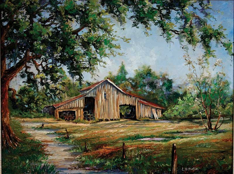 Lilian Hazel Westrop Bartle (British/Baton Rouge): Lilian Hazel Westrop Bartle (British/Baton Rouge, d. 2000), "Old Barn", oil on canvasboard, signed lower right, 18 in. x 24 in., framed
