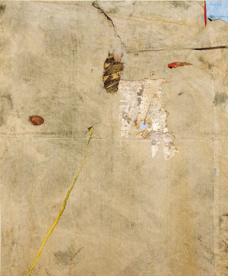 Leo Manso (American, 1914-1993): Leo Manso (American, 1914-1993), "Tidescape", 1983, mixed media collage, signed lower left, signed and titled en verso, "Stuart Levy Fine Art" and "Hood Museum of Art", Dartmouth College, NH labels en