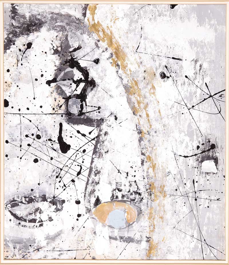 Attributed to Beatrice Mandelman (American, 1912): Attributed to Beatrice Mandelman (American, 1912-1998), "Abstract", mixed media on paper, unsigned, 16 in. x 14 in., framed