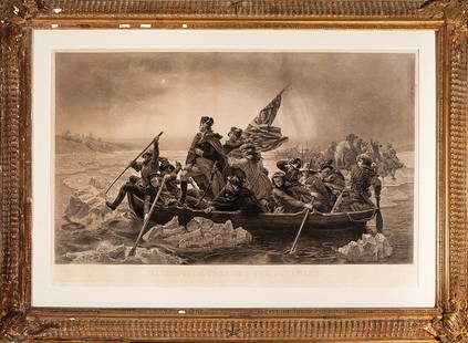 After Emanuel Gottlieb Leutze (German/American): After Emanuel Gottlieb Leutze (German/American, 1816-1868), "George Washington Crossing the Delaware", 1853, mezzotint and engraving by Paul Girardet, New York, Goupil & Co., pencil titled and inscrib