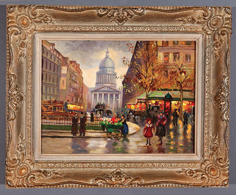 Continental School, mid-20th c: Continental School, mid-20th c., "The Pantheon, Paris", 1947, oil on canvas, dated and inscribed "Paris" and pencil inscribed "Edouard Cortes" en verso, 12 in. x 16 in., framed. Provenance: William E.