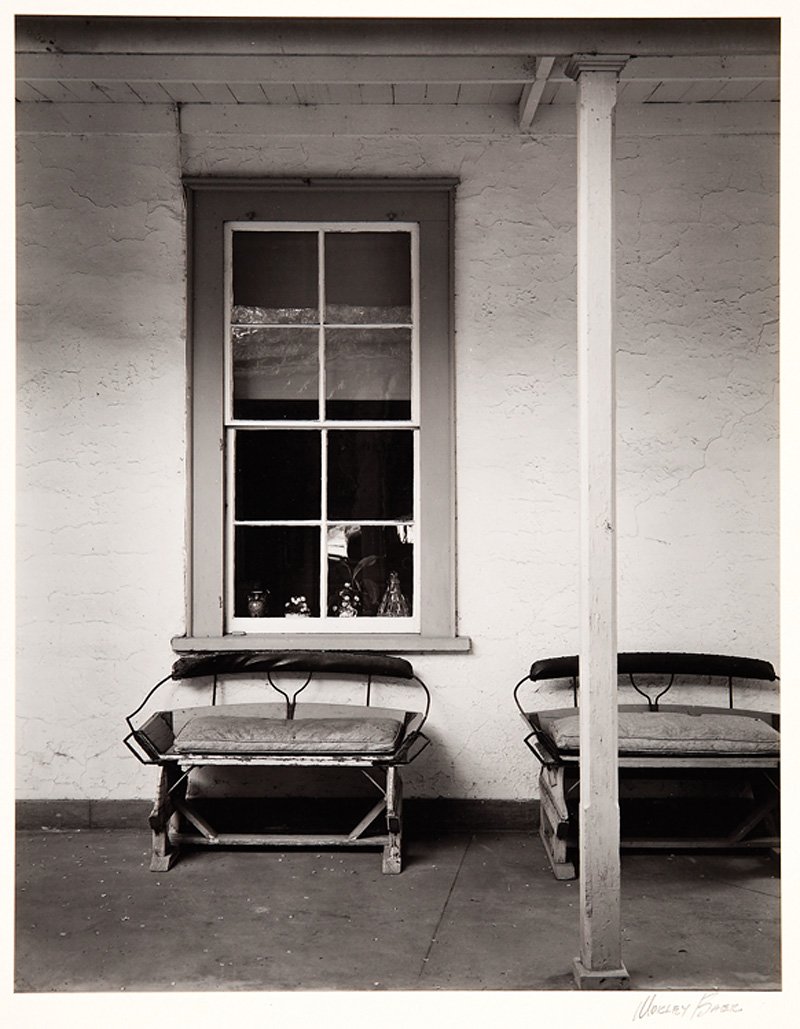Morley Baer (American/ California, 1916-1995): Morley Baer (American/ California, 1916-1995), Group of two photographs: "Porch Detail", 1972 and "Molera Barn, Big Sur", 1969, silver gelatin prints, both pencil-signed lower right, titled, dated and