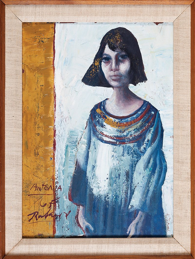 Noel Rockmore (American/New Orleans, 1928-1995): Noel Rockmore (American/New Orleans, 1928-1995), "Antonia", 1965, oil on canvas, signed, dated and titled lower left, 14 in. x 10 in., period frame Note: Antonia lived in New York and attracted the at