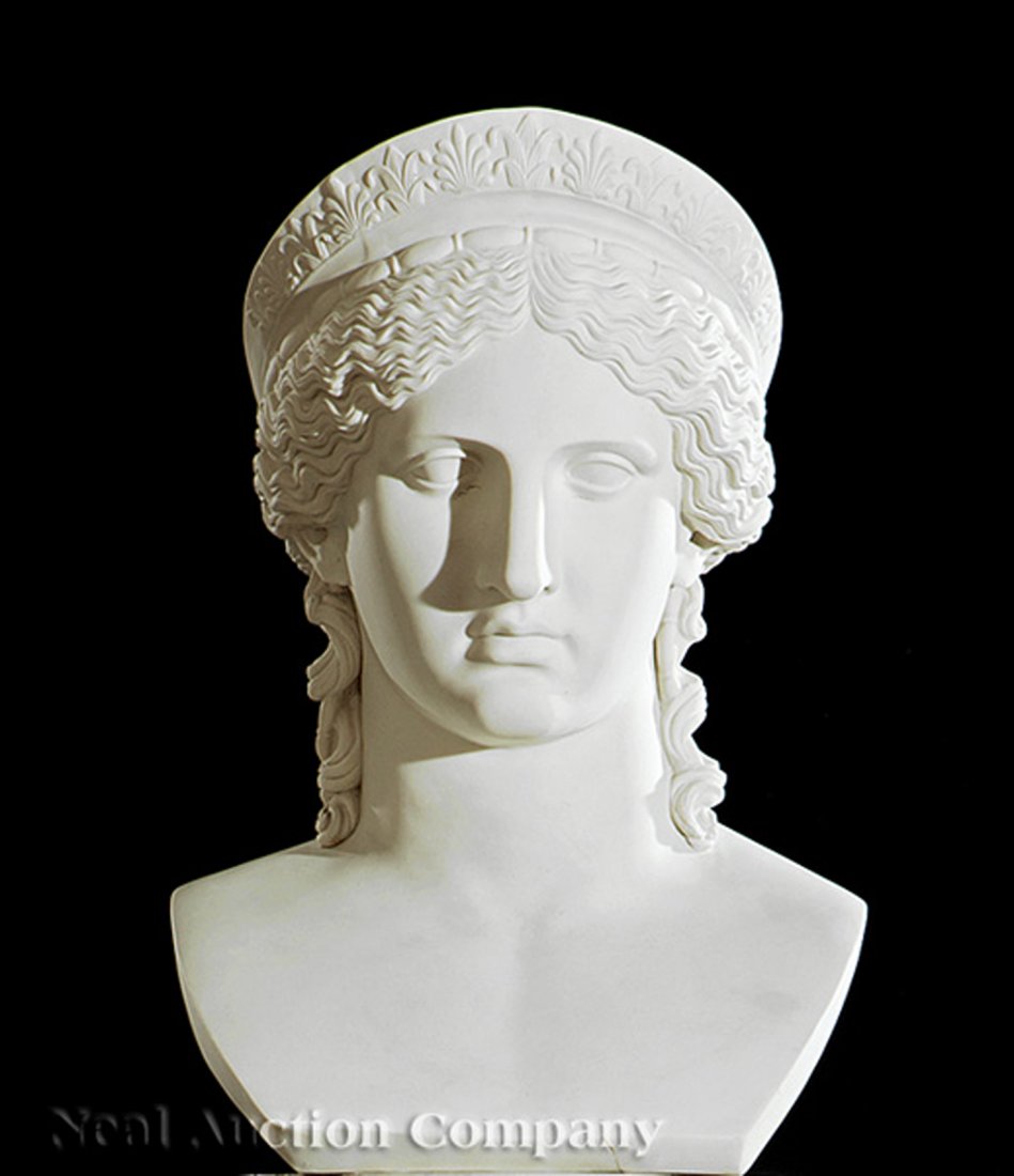 A Copeland Parian Bust of Juno: A Large Copeland Parian Bust of Juno, after the antique in the Museo Nazionale, Rome, marked "Copeland/N/96" on reverse of truncation, height 20 1/2 in. Reference: Atterbury, Paul. The Parian Phenomen