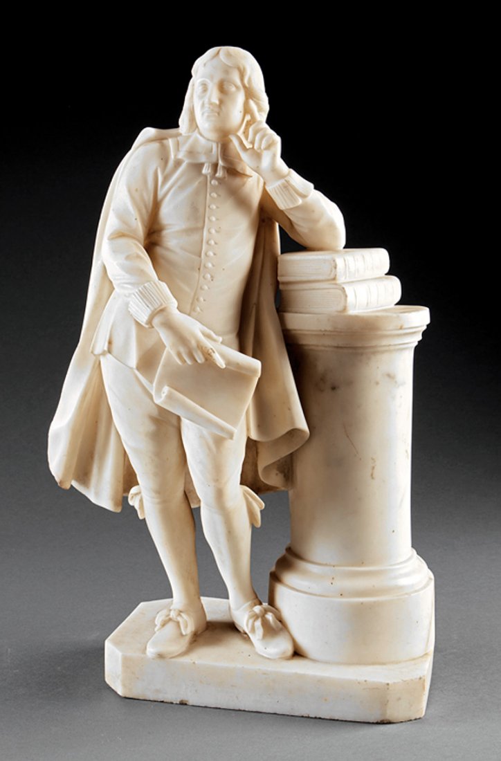 British or Continental Marble Figure of Milton: An Antique British or Continental Marble Figure of John Milton (1608-1674), height 22 1/2 in