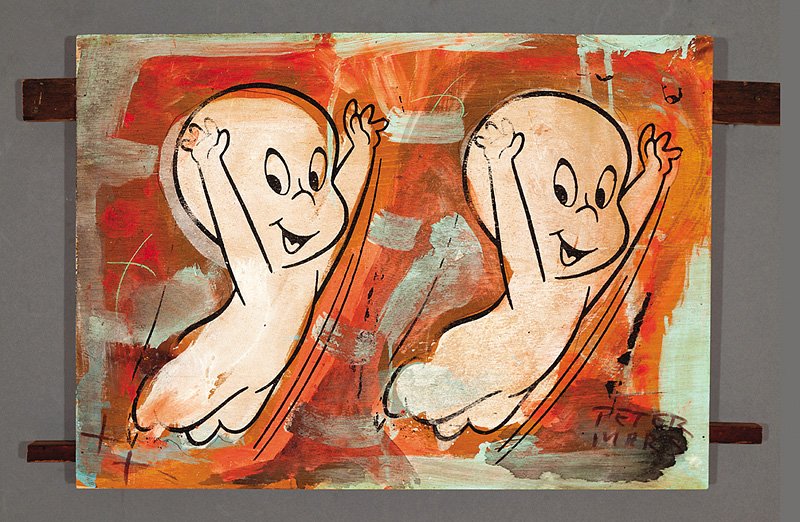 Peter Mars (American/Chicago, b. 1959): Peter Mars (American/Chicago, b. 1959, active New Orleans, 1980s), "Dual Casper", 1989, silkscreen, acrylic and graphite on plywood, signed lower right, signed, titled, dated, inscribed "New Orleans G