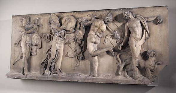 An Antique Italian Terracotta Architec: An Antique Italian Terracotta Architectural or Garden Frieze, c. 1900, bearing the stamp of La Manifattura di Signa, Florence, Italy (1897-1901), and numbered “1514-C”, in the Antique manner with