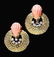 Yellow Gold, Pink Coral, Diamond Ear Clips