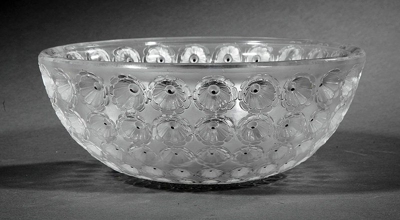 A Lalique "Nemours" Crystal Bowl: A Lalique "Nemours" Crystal Bowl, marked "Lalique, France", height 3 7/8 in., diameter 9 7/8 in. Provenance: Estate of Aloyis Lee Sonneborn, Mobile, AL