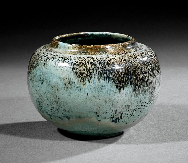 A Shearwater Pottery Bowl: A Shearwater Pottery Bowl, 1950s, thrown by Peter Anderson, speckled black shoal glaze, quarter size impressed mark, height 5 5/8 in