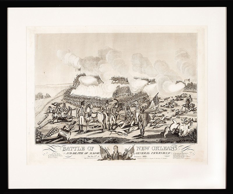 Joseph Yeager (American, 1792-1859): Joseph Yeager (American, 1792-1859), after William Edward West (American, 1788-1857), "Battle of New Orleans and Death of Major General Packenham on the 8th of January 1815", copper-plate engraving by