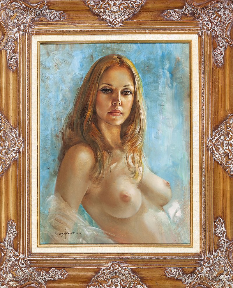 Leo Jansen (Dutch/New York, 1930-1980): Leo Jansen (Dutch/New York, 1930-1980), "Female Nude", 1974, oil on canvas, signed lower left, signed and dated en verso, 24 in. x 18 in., framed