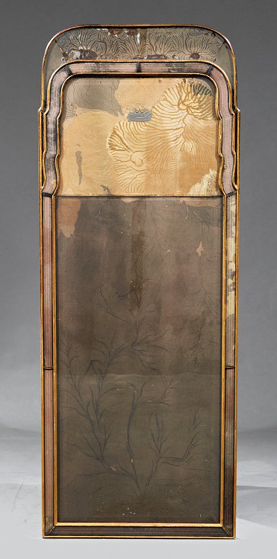 Venetian-Style Pier Mirror: Venetian-Style Pier Mirror, 20th c., molded gilt surround, divided mirror plate, "antique" patination, h. 59 1/2 in., w. 23 in