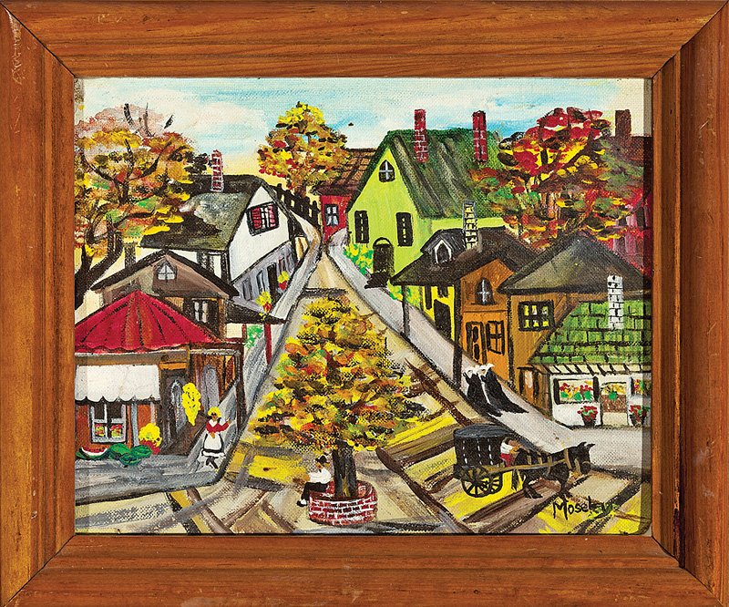 Alice Latimer Moseley (American/Mississippi): Alice Latimer Moseley (American/Mississippi, 1909-2004), "Early Morning in the City", oil on canvas board, signed lower right, artist's card with title en verso, 8 in. x 10 in., framed