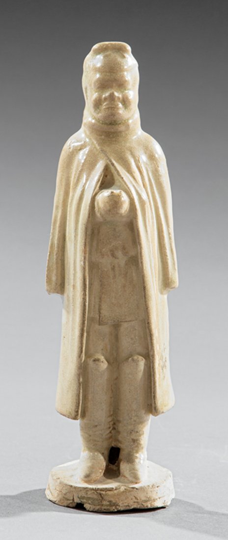 Chinese Straw-Glazed Pottery of Semitic Merchant: Chinese Straw-Glazed Pottery Figure of a Semitic Merchant, probably Sui Dynasty (581-618), standing figure clad in a long cloak, h. 9 3/4 in.; Oxford Thermoluminescence Report. Provenance: Sotheby's, 