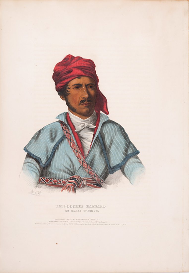 McKenney & Hall/Publishers: McKenney & Hall/Publishers, "Timpoochee Barnard, an Uchee Warrior" and "Wa-Kaun, a Winnebago Chief", 2 hand-colored lithographs, from A History of the Indian Tribes of North America, 1837-1844, sheets