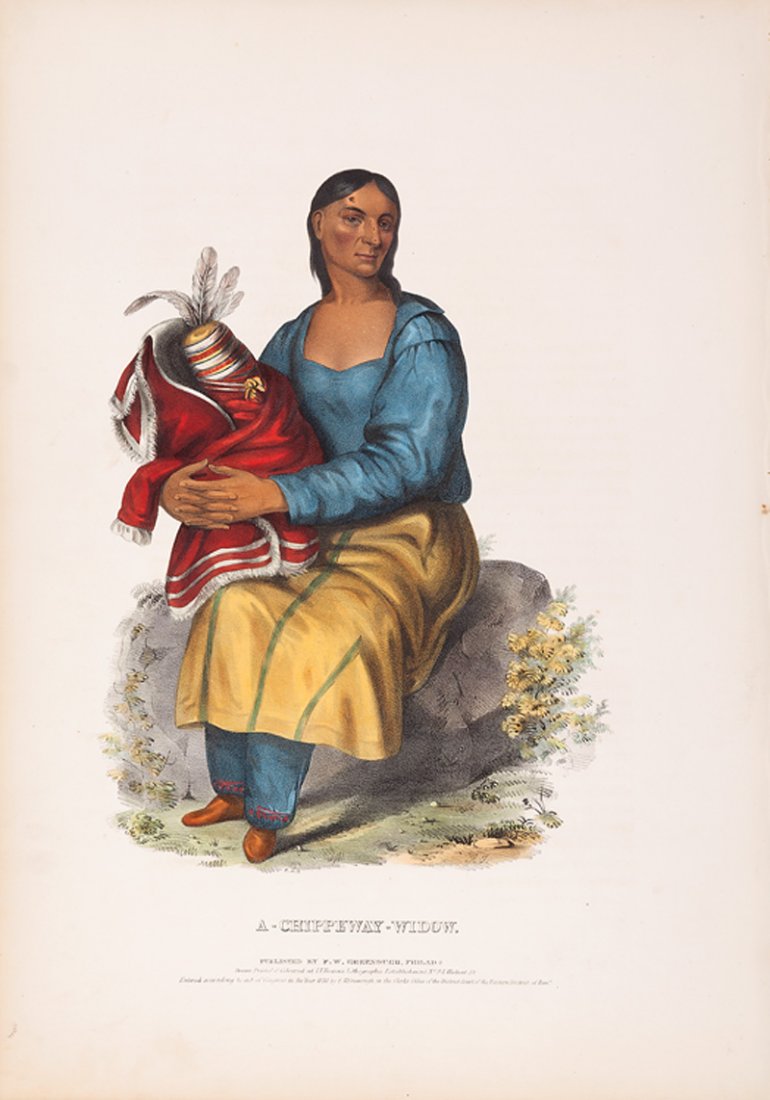 McKenney & Hall/Publishers: McKenney & Hall/Publishers, "A Chippeway Widow", hand-colored lithograph, from A History of the Indian Tribes of North America, 1837-1844, sheet 19 3/4 in. x 14 in., unframed