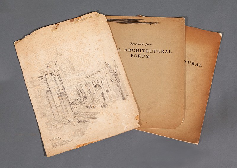 William P. Spratling (American/New Orleans, 1900): William P. Spratling (American/New Orleans, 1900-1967), "The Roman Forum, Columns of the Temple of Concord and the Arch of Septimius Severus", 1924, pencil on paper, signed, titled and dated lower lef