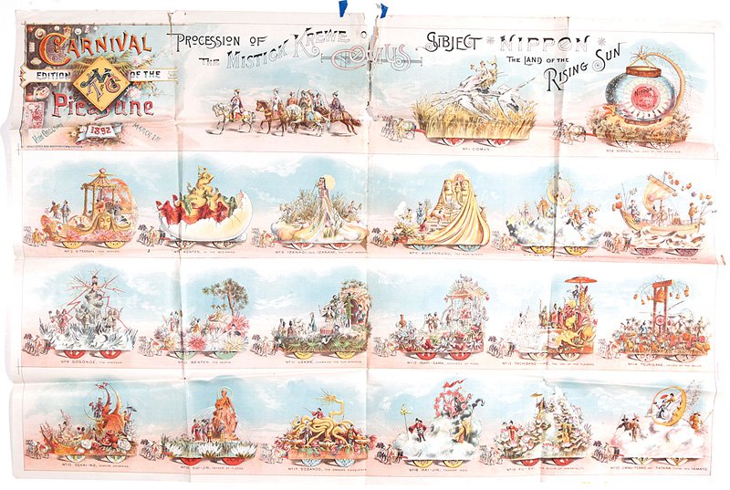 [Mardi Gras] Mistick Krewe of Comus: [Mardi Gras], Mistick Krewe of Comus, 1892, "Nippon the Land of the Rising Sun", parade bulletin, lithographer T. Fitzwilliam & Co