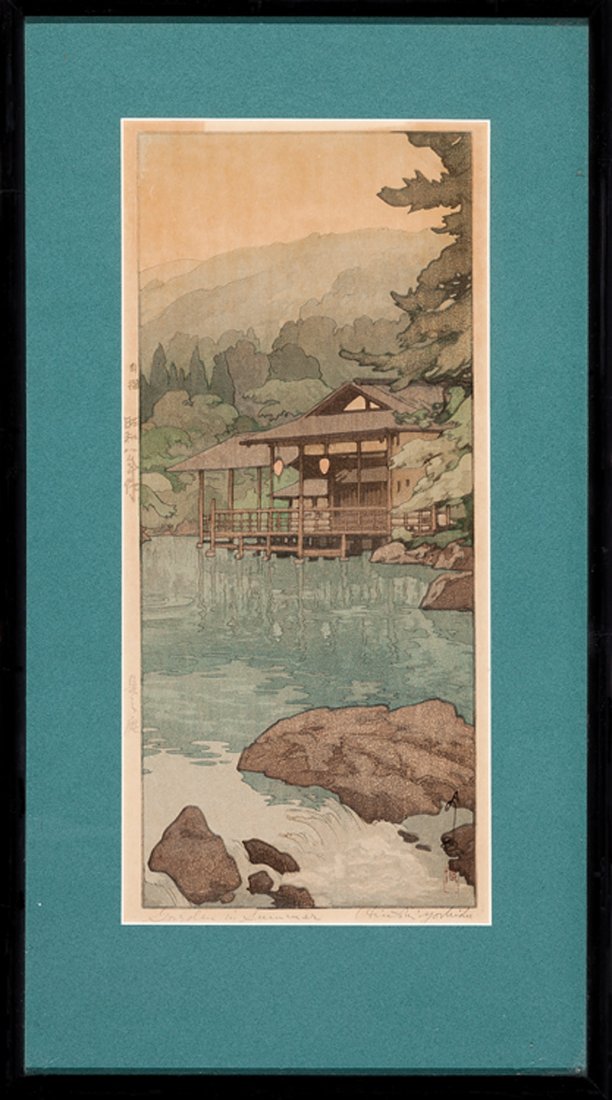 Hiroshi Yoshida (Japanese, 1876-1950): Hiroshi Yoshida (Japanese, 1876-1950), "Garden in Summer" and "Shakujii", 2 woodblock prints, each signed and sealed in plate, pencil titled and signed lower margin, Shakujii with watermarks, image 14