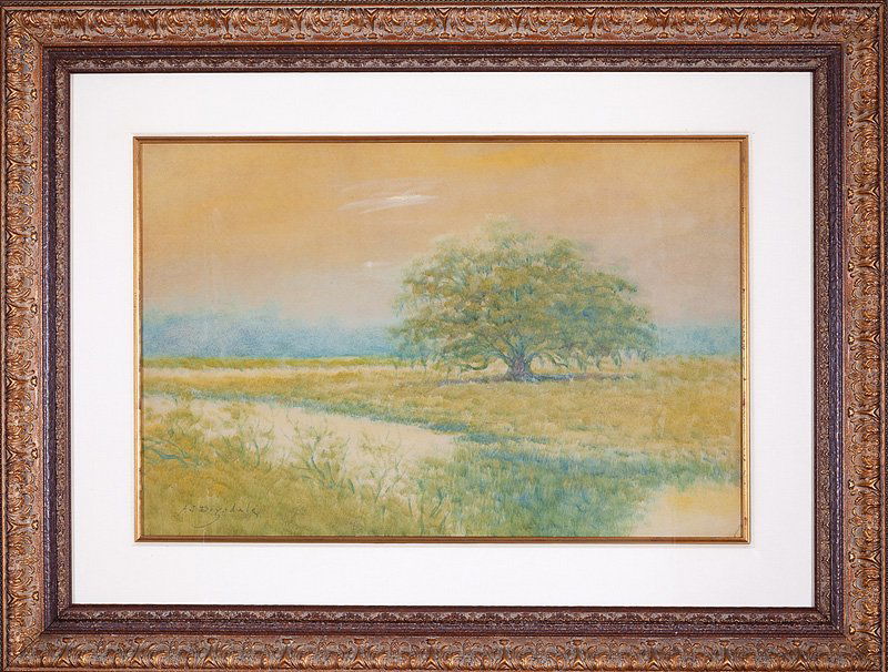 Alexander John Drysdale (American/New Orleans): Alexander John Drysdale (American/New Orleans, 1870-1934), "Live Oak in the Louisiana Bayou", oil wash on board, signed lower right, sight 19 1/4 in. x 29 1/4 in., framed