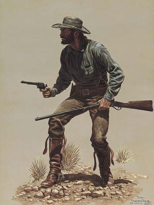 Joe Ruiz Grandee (American, 1929-1979): Joe Ruiz Grandee (American, 1929-1979) , "Ready for Anything", oil on masonite, signed, monogrammed and dated "1973" lower right, 24 in. x 18 in. Provenance: Jackson Arms, Dallas, Texas