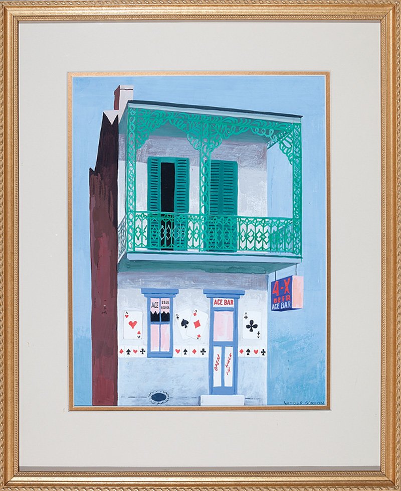 Witold Gordon (Polish/New York, 1885-1968): Witold Gordon (Polish/New York, 1885-1968), "Ace Bar", gouache on board, signed lower right, 14 1/2 in. x 11 1/2 in., framed Note: During the summers of 1939 and 1949, famed artist, muralist and illus