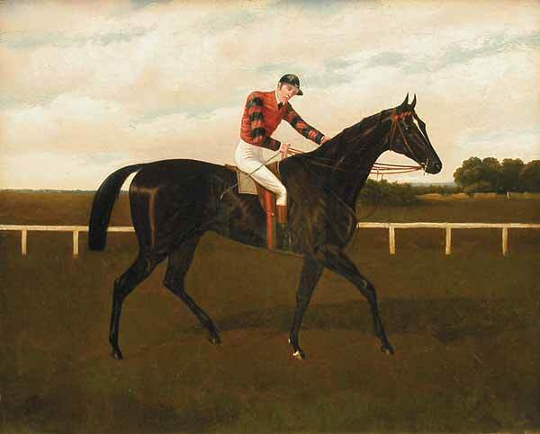 Attributed to John Duval, English, 1816-1892, Hor: Attributed to John Duvall (English, 1816-1892) , "Horse and Jockey", oil on canvas, signed and dated "1887" lower left, 15 in. x 20 1/2 in * NO RETURNS ARE ACCEPTED ON THE BASIS OF CONDITION * PLEASE