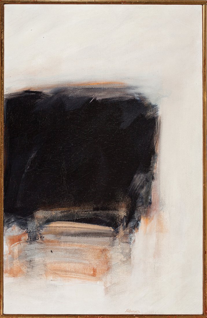 Ida Rittenberg Kohlmeyer (American/New Orleans): Ida Rittenberg Kohlmeyer (American/New Orleans, 1912-1997), "Precipitous", oil on canvas, signed lower right, "Ruth White Gallery, NY" label with title en verso, 33 1/4 in. x 21 1/4 in., period frame