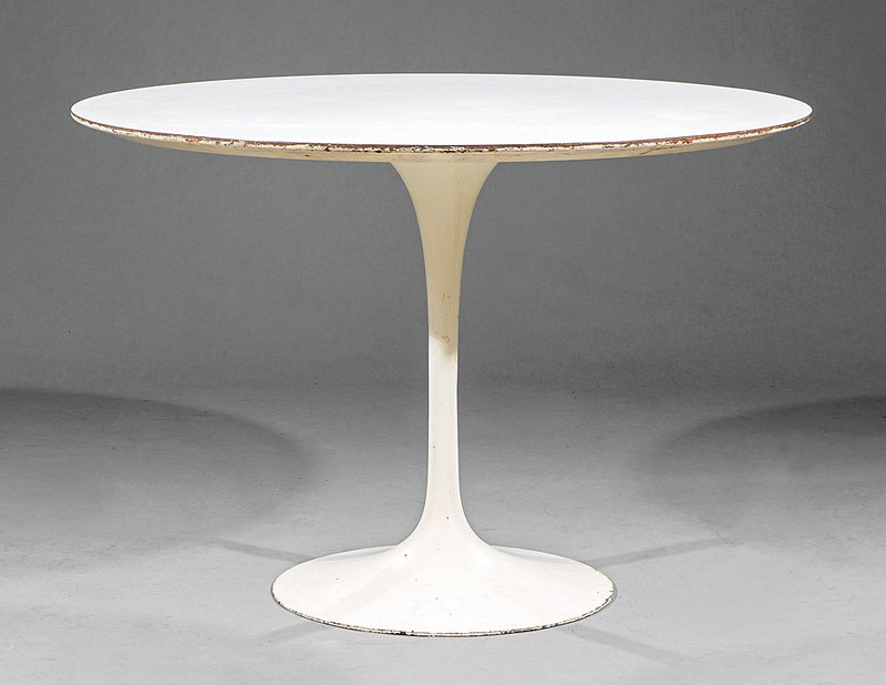 Eero Saarinen Tulip Dining Table, Knoll: Eero Saarinen Tulip Dining Table, c. 1970, labeled "Knoll Associates, Inc, 320 Park Ave, NY", h. 28 1/2 in., dia. 42 in