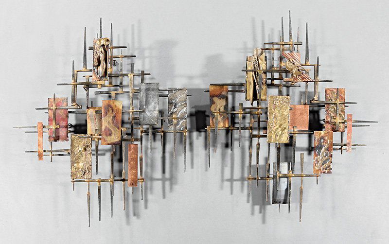Pair of Curtis Jere Nail Sculptures: Pair of Curtis Jere Nail Sculptures, both signed "Jere '73", welded and manipulated metal and masonry nails, 18 in. x 24 3/4 in. or the reverse