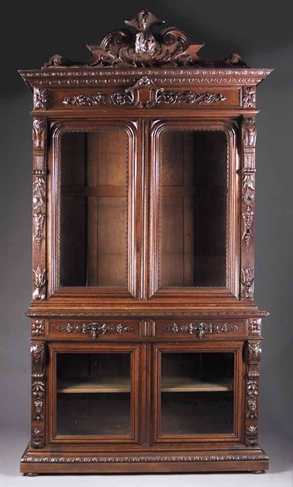 Continental Carved Oak Buffet a Deux Corps