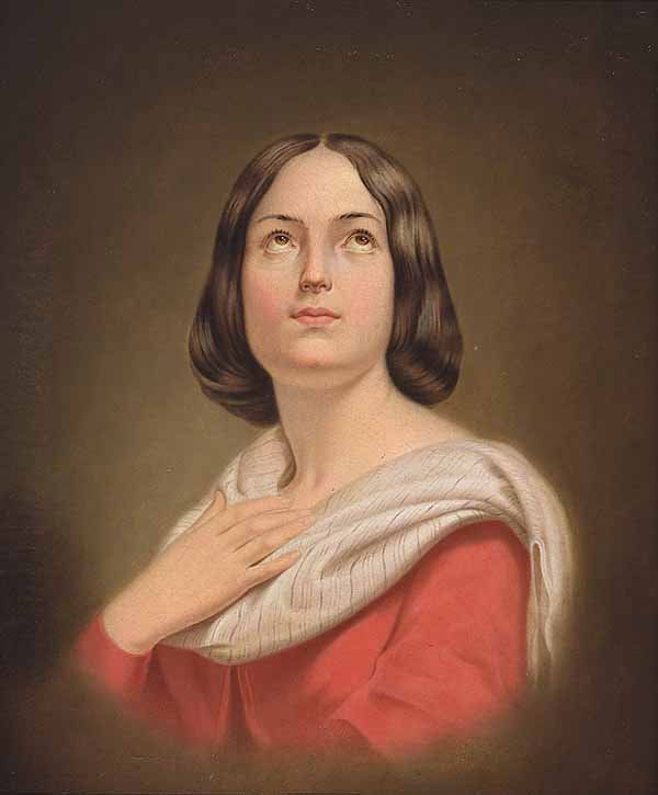 Thomas Sully, Oil on Canvas: Thomas Sully (American, 1783-1872), "A Young Woman in a Moment of Inspiration", mid-19th c., signed with monogram initials en verso, oil on canvas, 24 in. x 20 in., framed. * NO RETURNS ARE ACCEPTED O