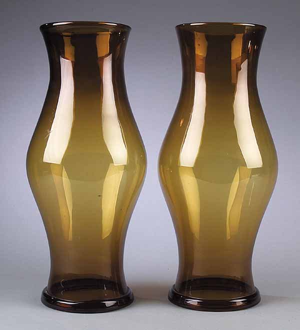 Pair of Amber Blown Glass Hurricane Shades