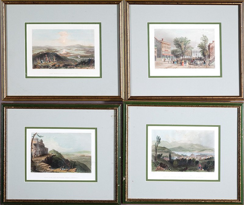 William Henry Bartlett (British, 1809-1854): William Henry Bartlett (British, 1809-1854), 22 hand-colored engravings from American Scenery, London, 1839-40, 5 in. x 7 in., each matted and framed alike