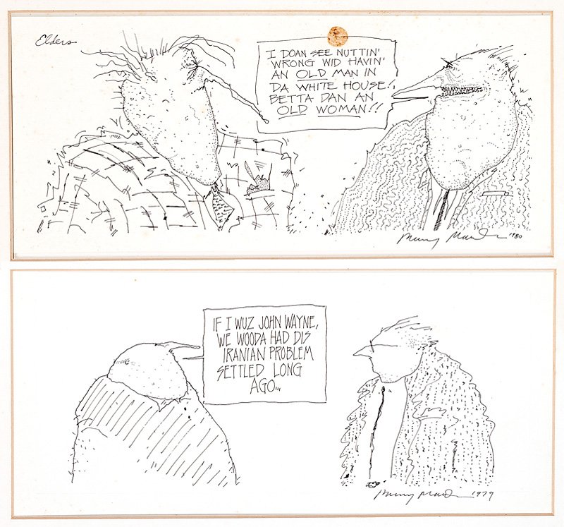 Bunny Matthews (American/New Orleans, 20th c.): Bunny Matthews (American/New Orleans, 20th c.), "Life Amongst Men Series" 1979-83, incl. "If I Wuz John Wayne...", "Elders: I Doan See Nuttin' Wrong...", "I Hadta Git Outta, Da House...", "I Hate Cold