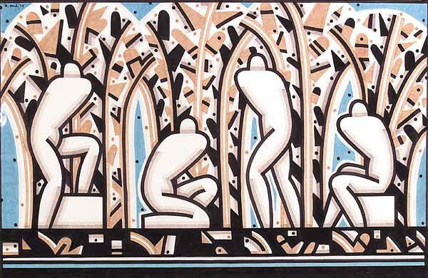 Robert Gordy, Felt Tip Marker, initialed: Robert Gordy (American/New Orleans, 1933-1986) , "By the River", felt tip marker, signed and dated "75", 22 in. x 34 in Provenance: Purchased in a New Orleans Gallery in 1975 * NO RETURNS ARE ACCEPTED