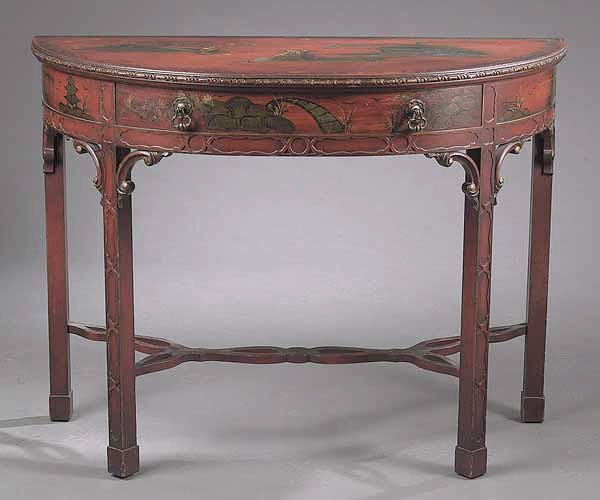 A Colonial Revival Chinoiserie Red Lac