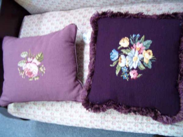 A Pair of Wool Needlepoint Pillows