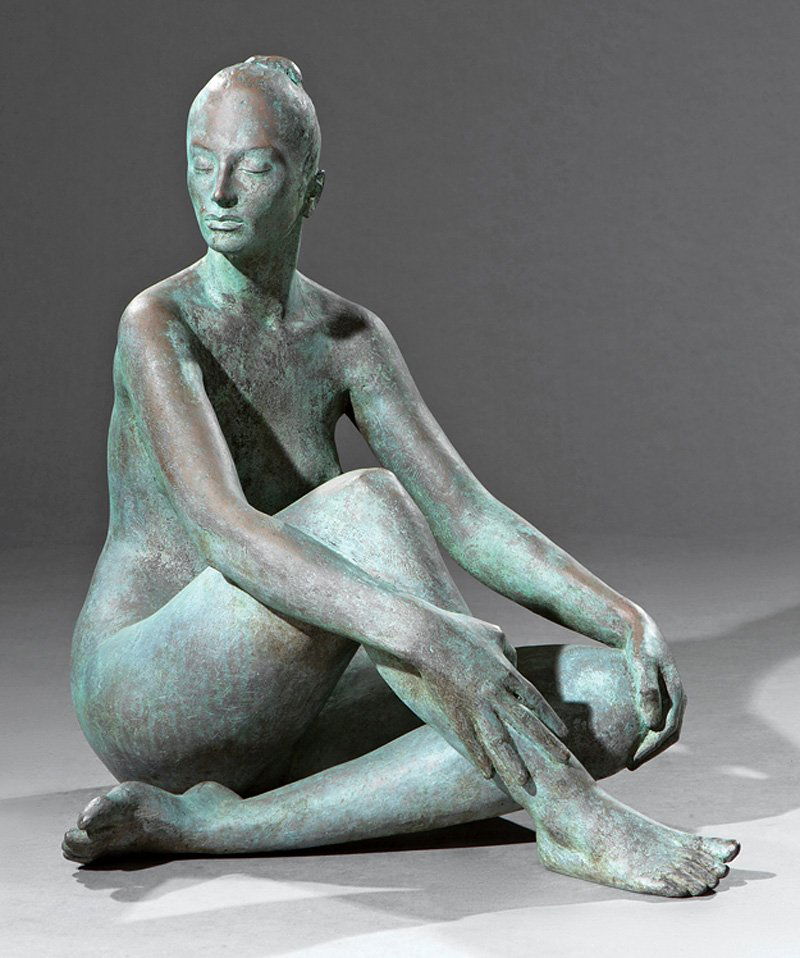 Enrique Alferez (Mexican-American/New Orleans): Enrique Alferez (Mexican-American/New Orleans, 1901-1999), "Repose", patinated bronze, brown and verdigris patina, h. 30 in., w. 24 in., d. 27 in. Provenance: Private Collection, New York. Note: This