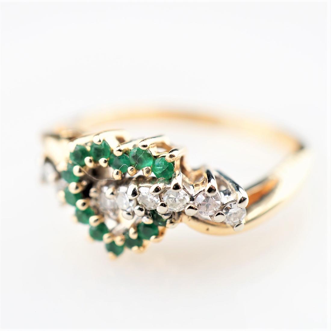 14k YG Emerald and Diamond Heart Ring sz 6 (1 of 2)