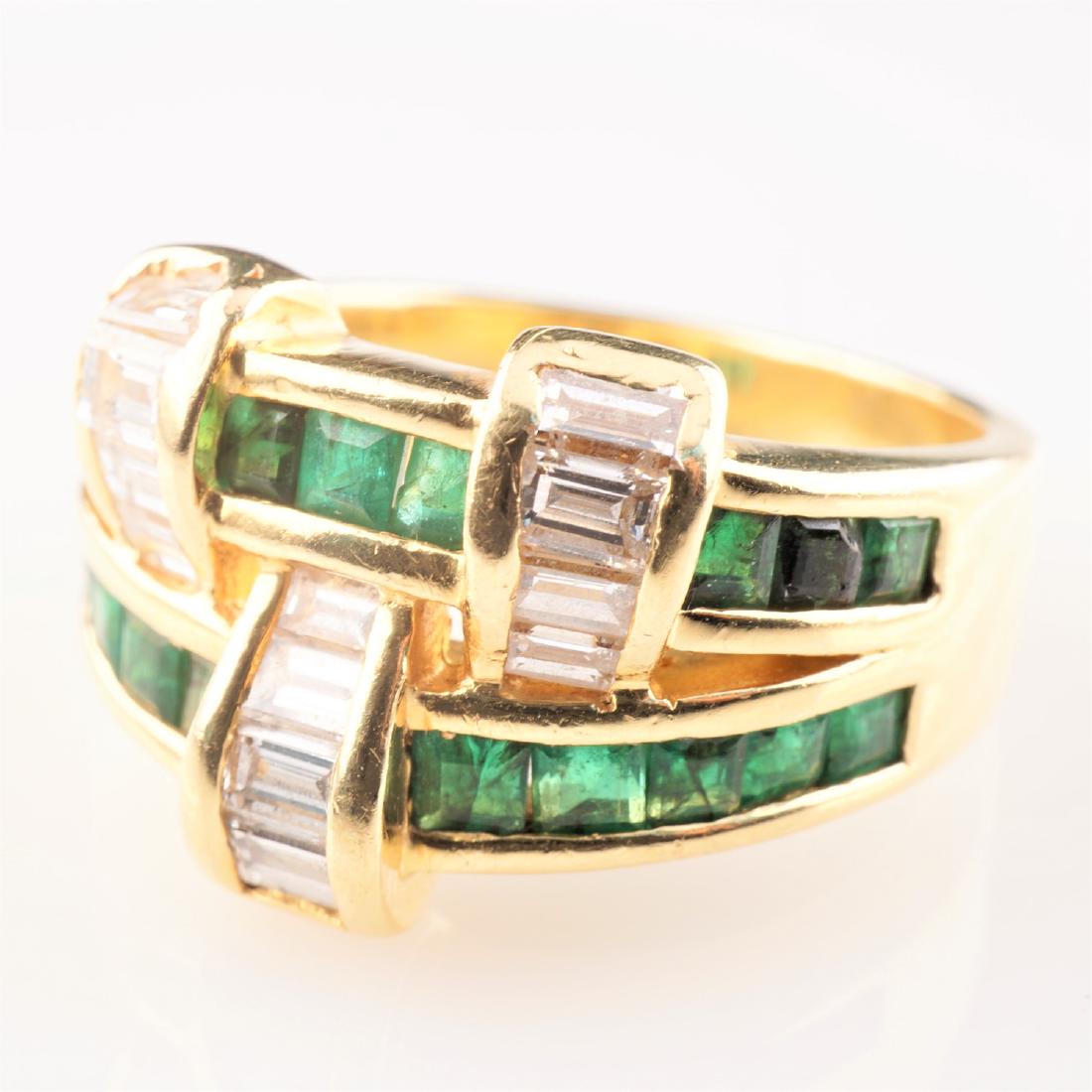 18k YG Emerald and Diamond Ring sz 6.75 (1 of 3)