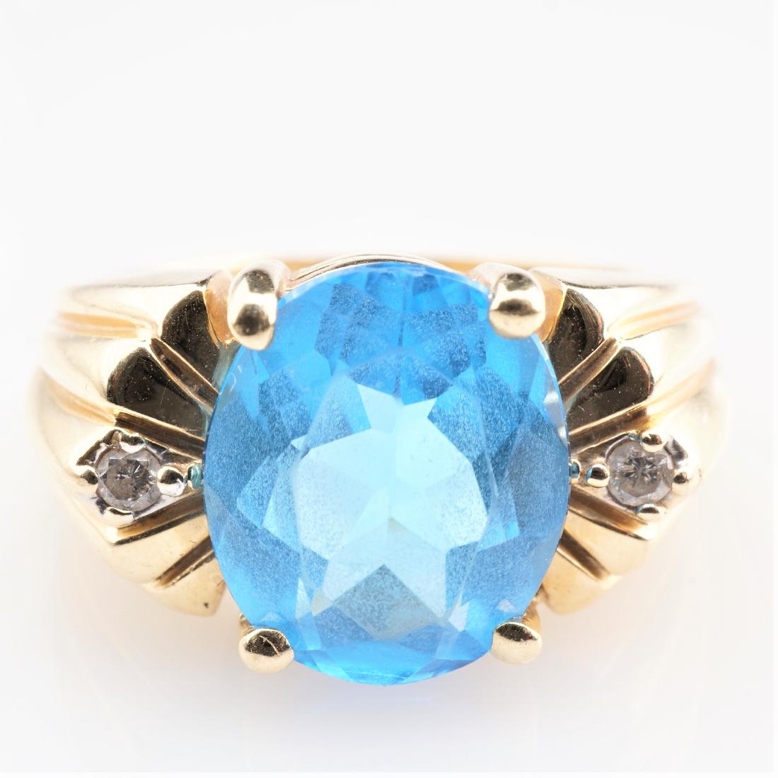 14K YG Topaz and Diamond Ring sz 7 (1 of 4)