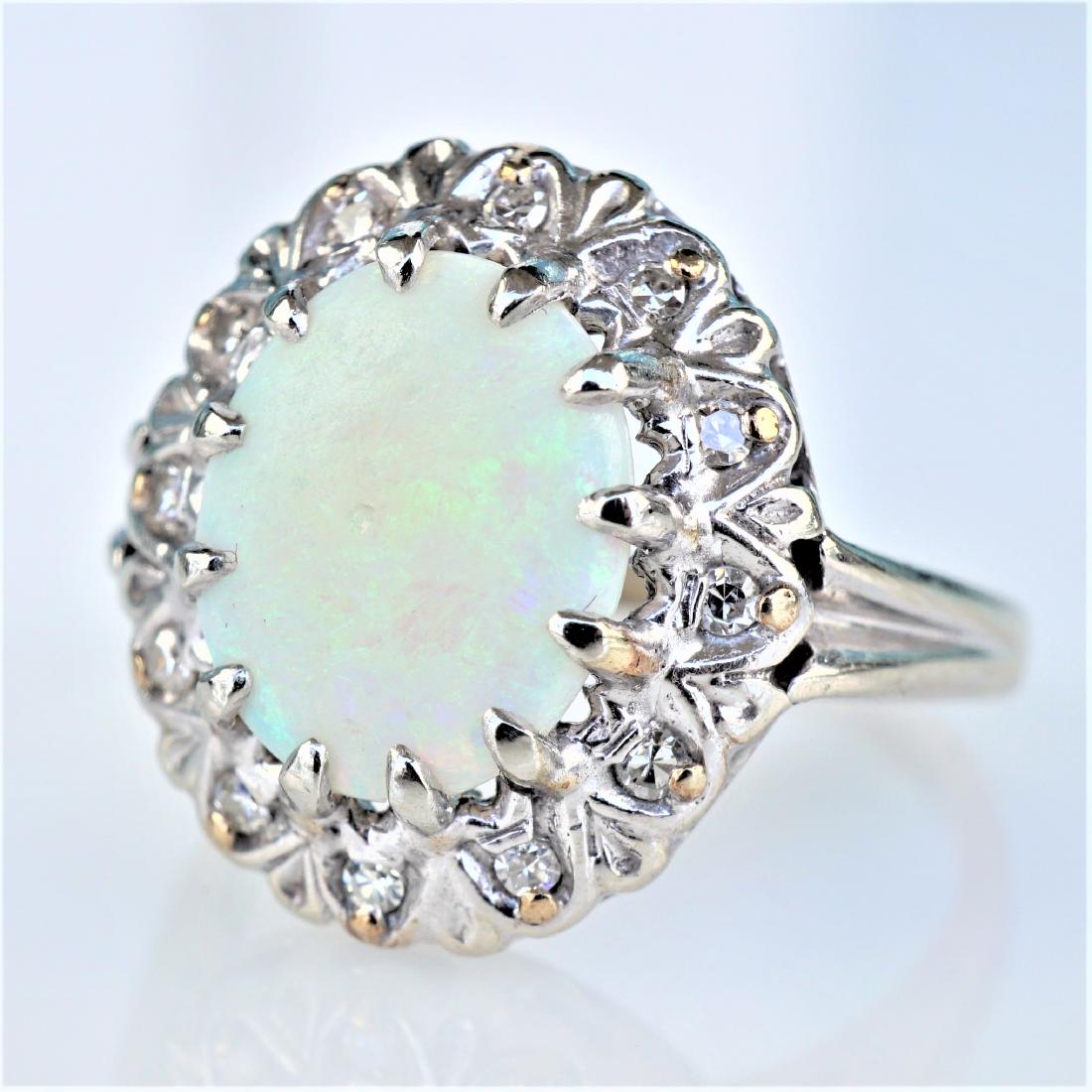 14k WG Opal & Diamond Ring sz 5 (1 of 4)
