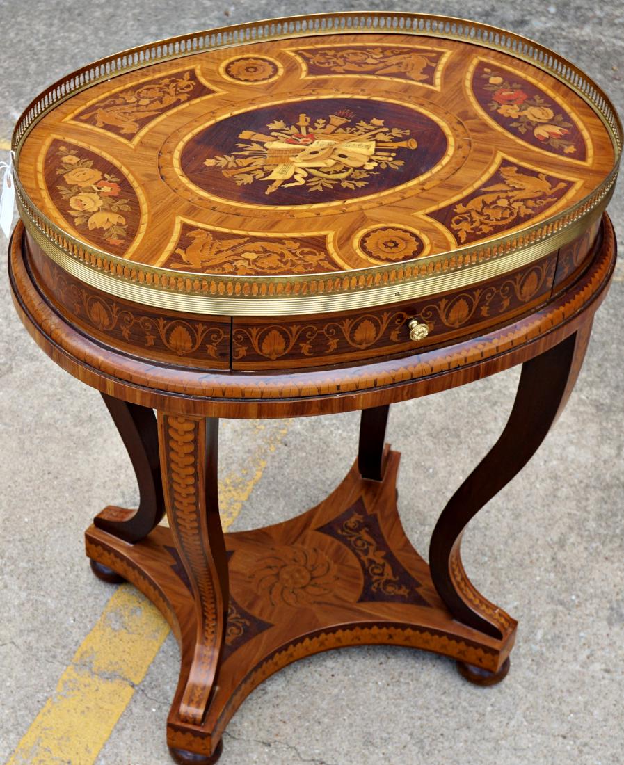 Italian Marquetry Inlaid Oval Musical Table (1 of 8)