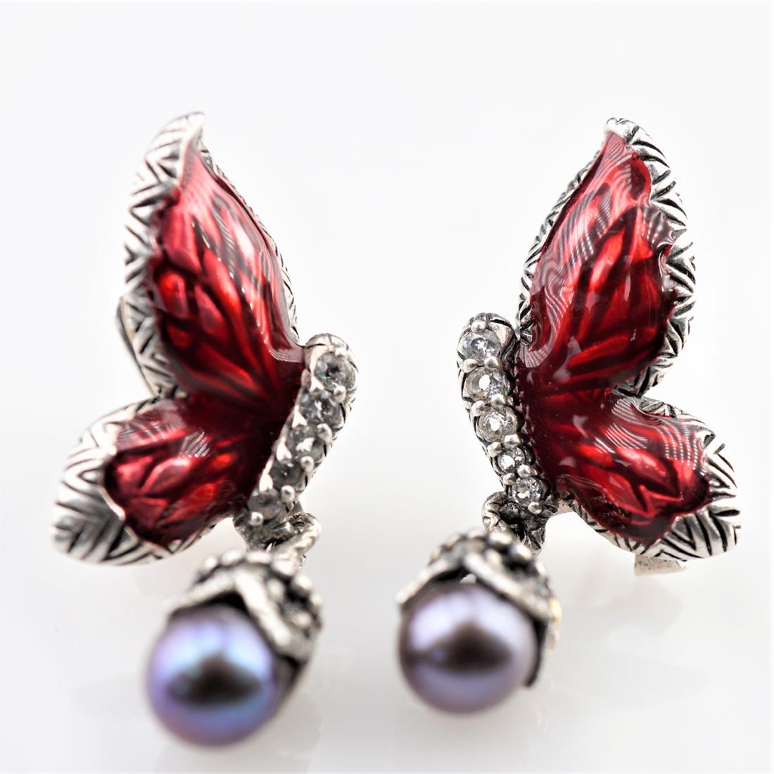 18k YG and 925 Black Pearl Earrings (1 of 3)