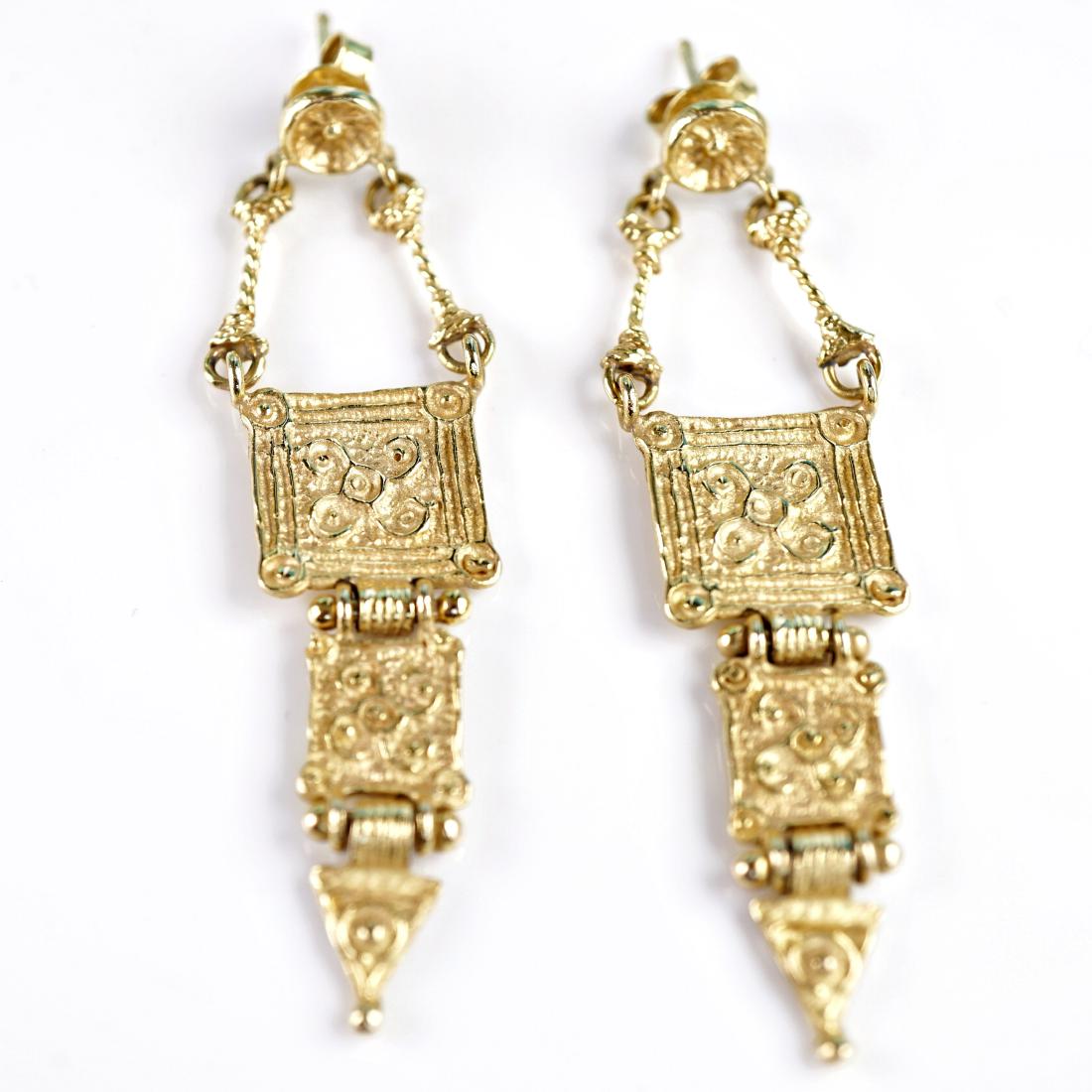 14k YG Designer Drop Earrings (1 of 4)
