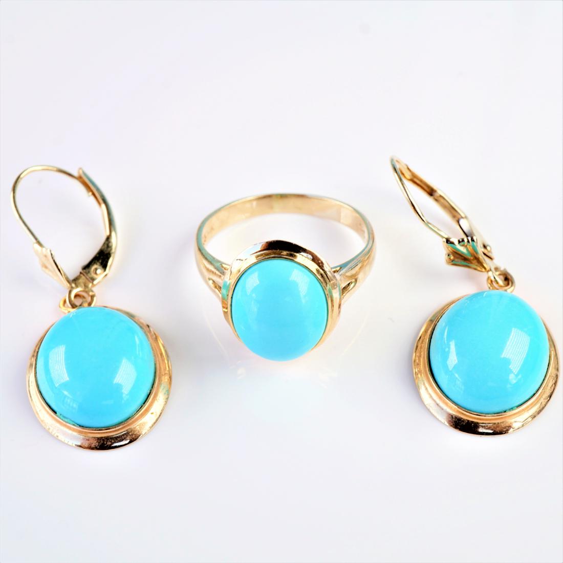 14k YG Turquoise French Back Earrings (1 of 4)