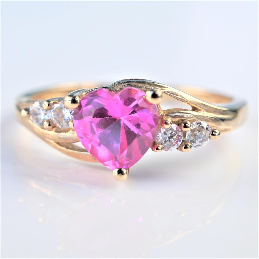 10k Pink Sapphire and Diamond Ring sz 6.25 (1 of 3)