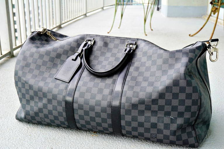 LOUIS VUITTON Keepall Bandouliere 55 Damier Ebene Travel Bag Brown - H